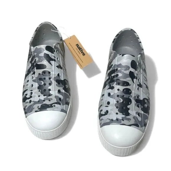 Native Jefferson Kids Slip-On Water Shoes PIGEON GREY MIST CAMO J2 Lightweight - Picture 4 of 10